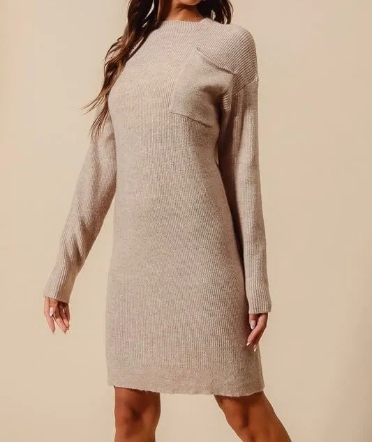 The CoCo Dress: Ribbed Sweater Dress With Pockets