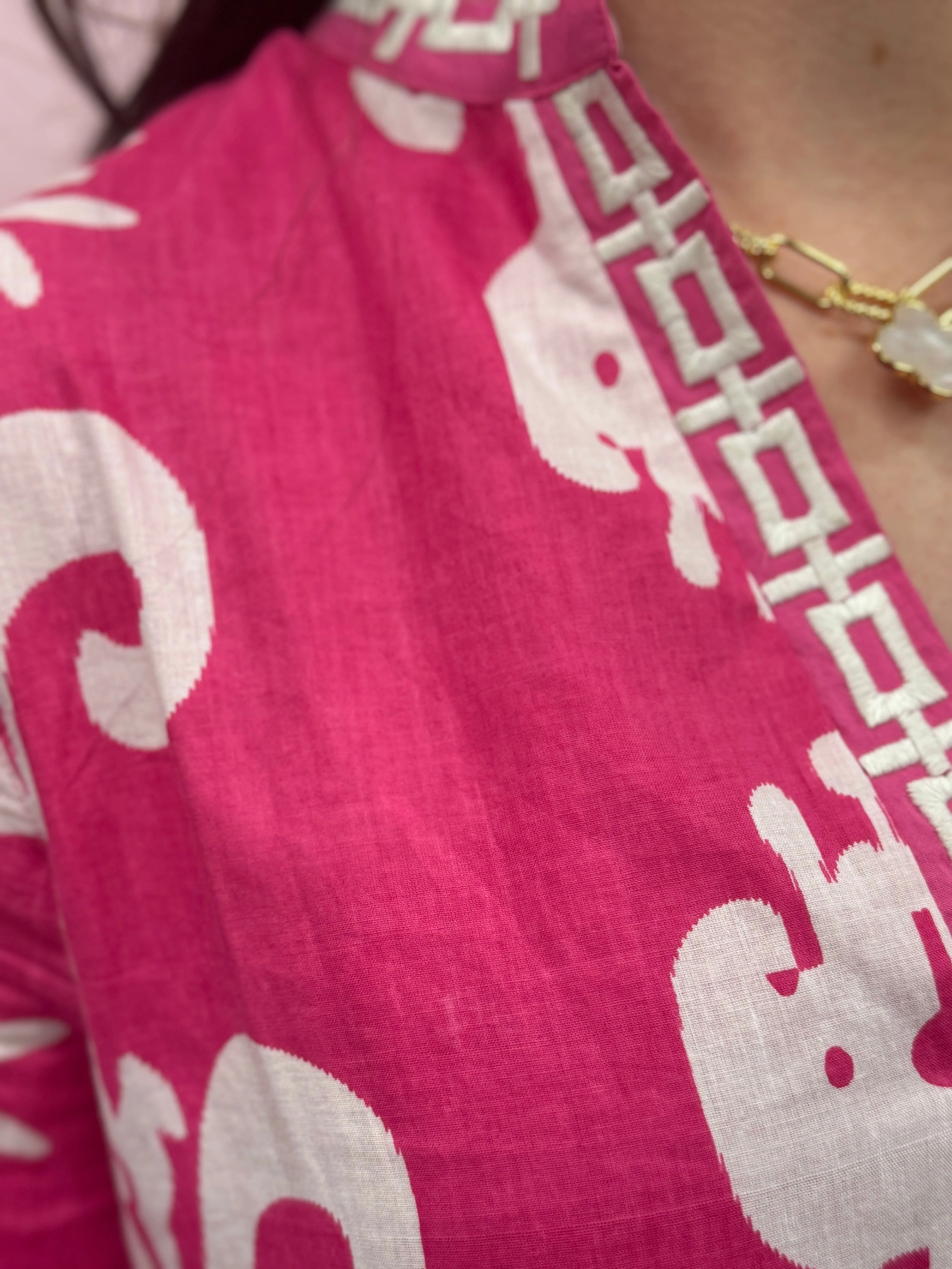 The Morley Embroidered Trim Dress in Tulip Pink