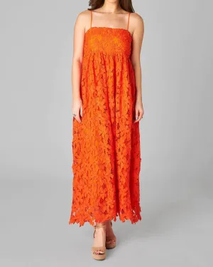 Tiana Lace Midi Dress In Orange | Orange
