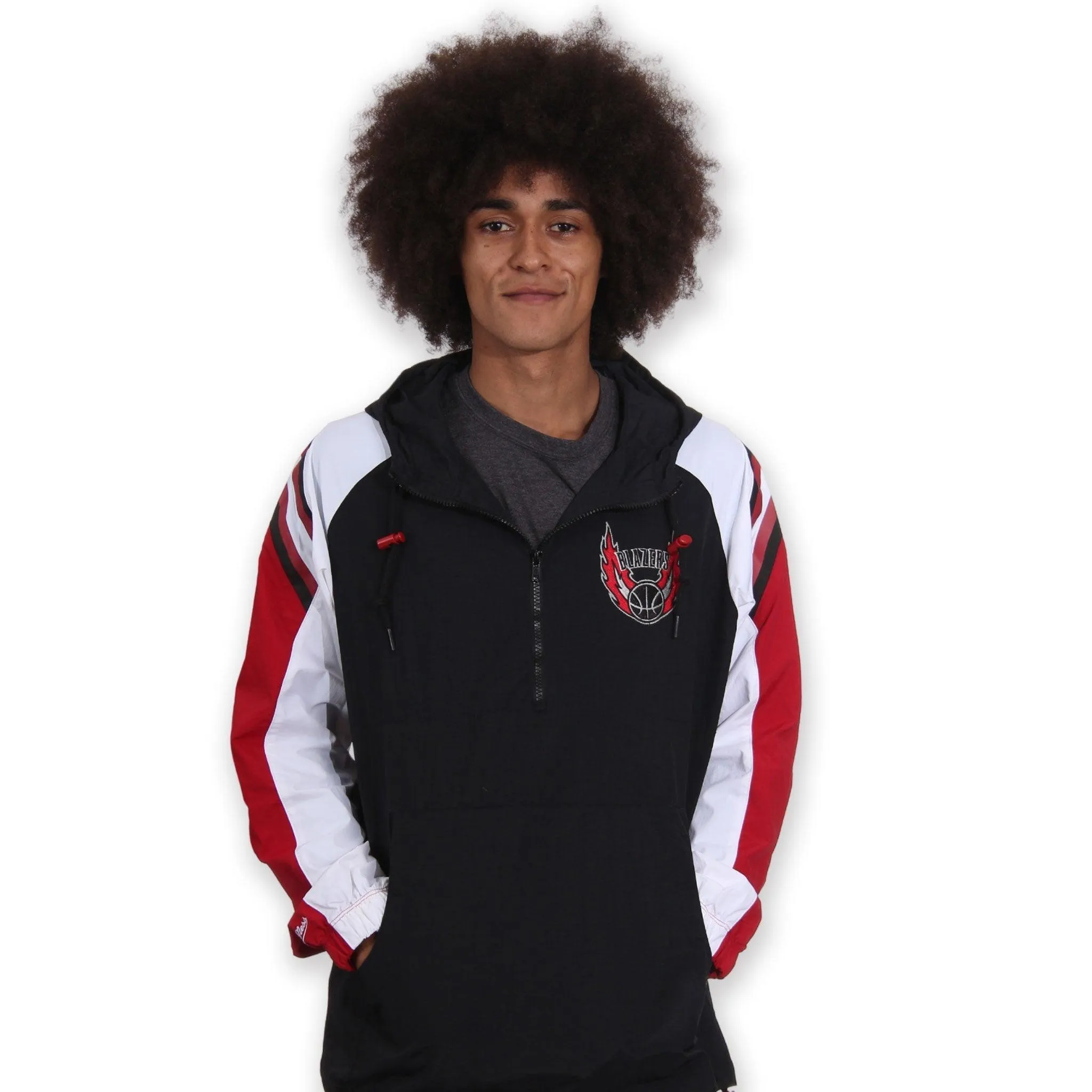 Trail Blazers Mitchell & Ness Anorak Partial Zip Jacket