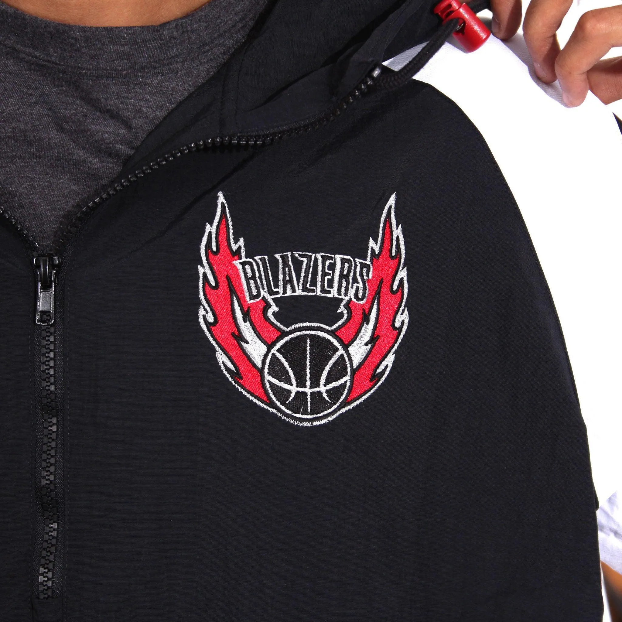 Trail Blazers Mitchell & Ness Anorak Partial Zip Jacket