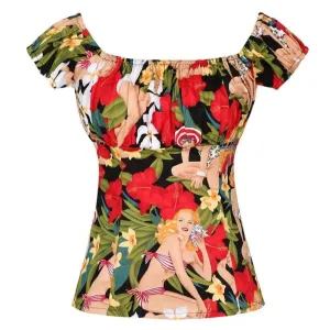 Tropical Pinups Peasant Style Top