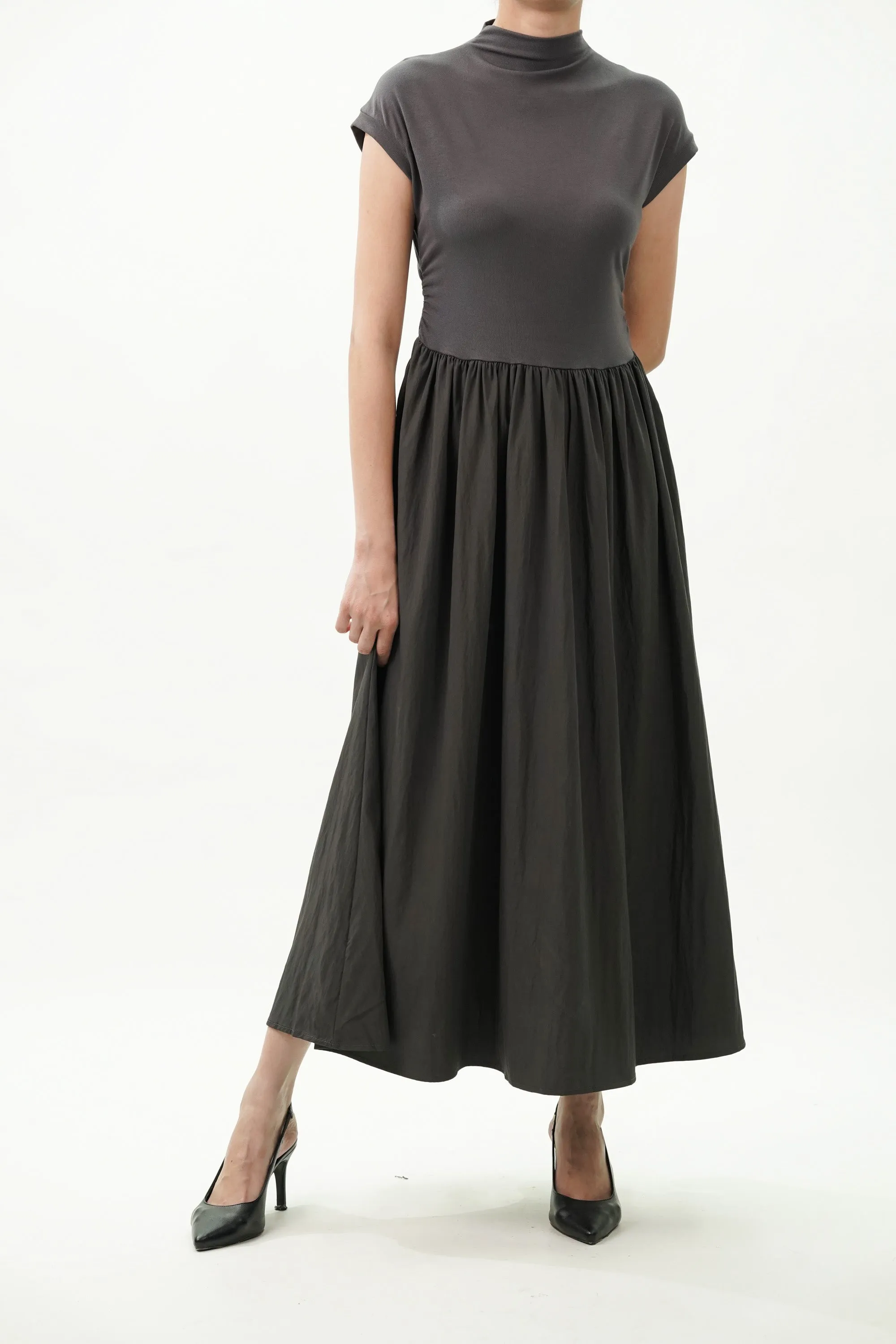Turtle Neck Fit And Flared Knit Dress