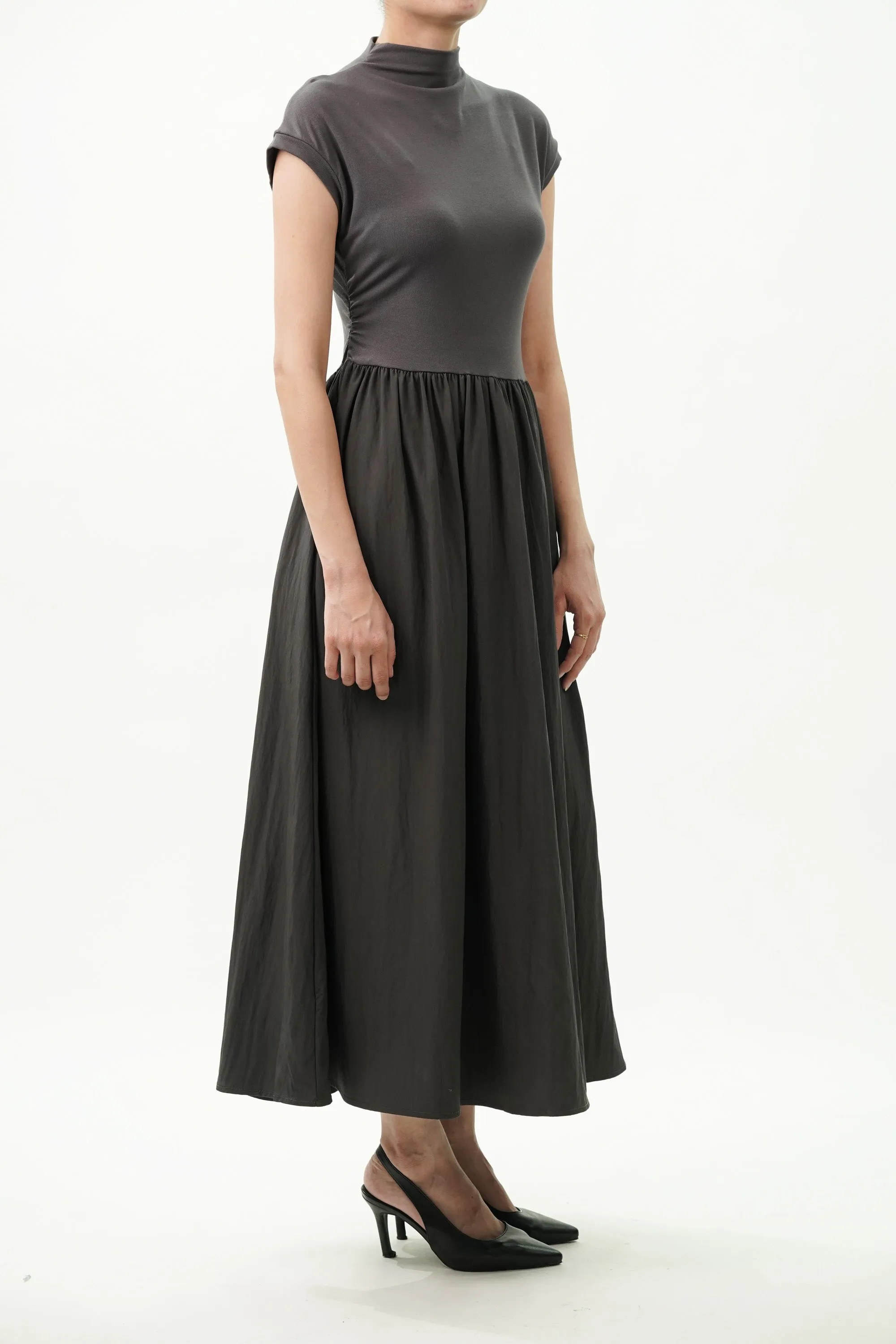 Turtle Neck Fit And Flared Knit Dress