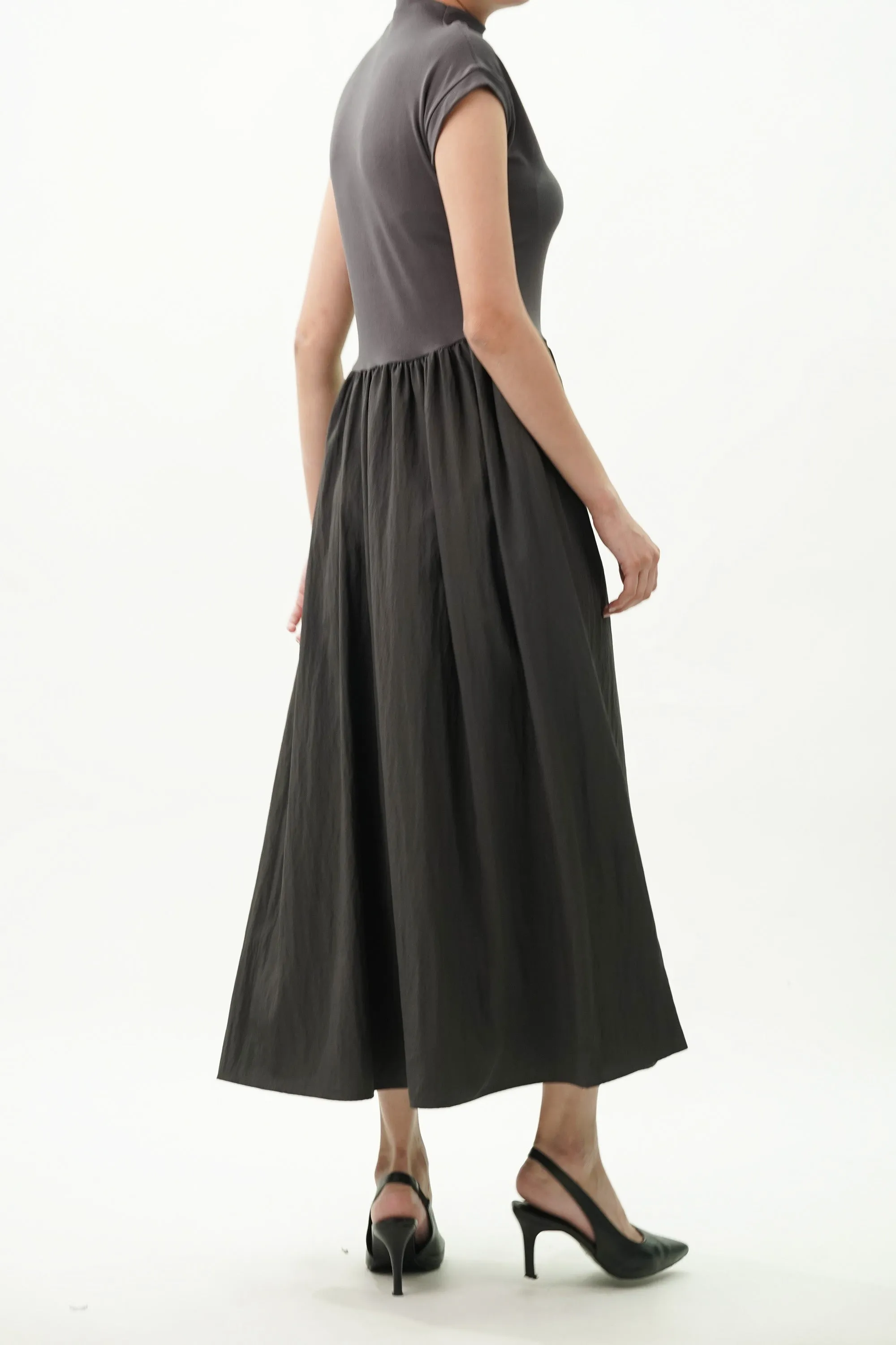Turtle Neck Fit And Flared Knit Dress