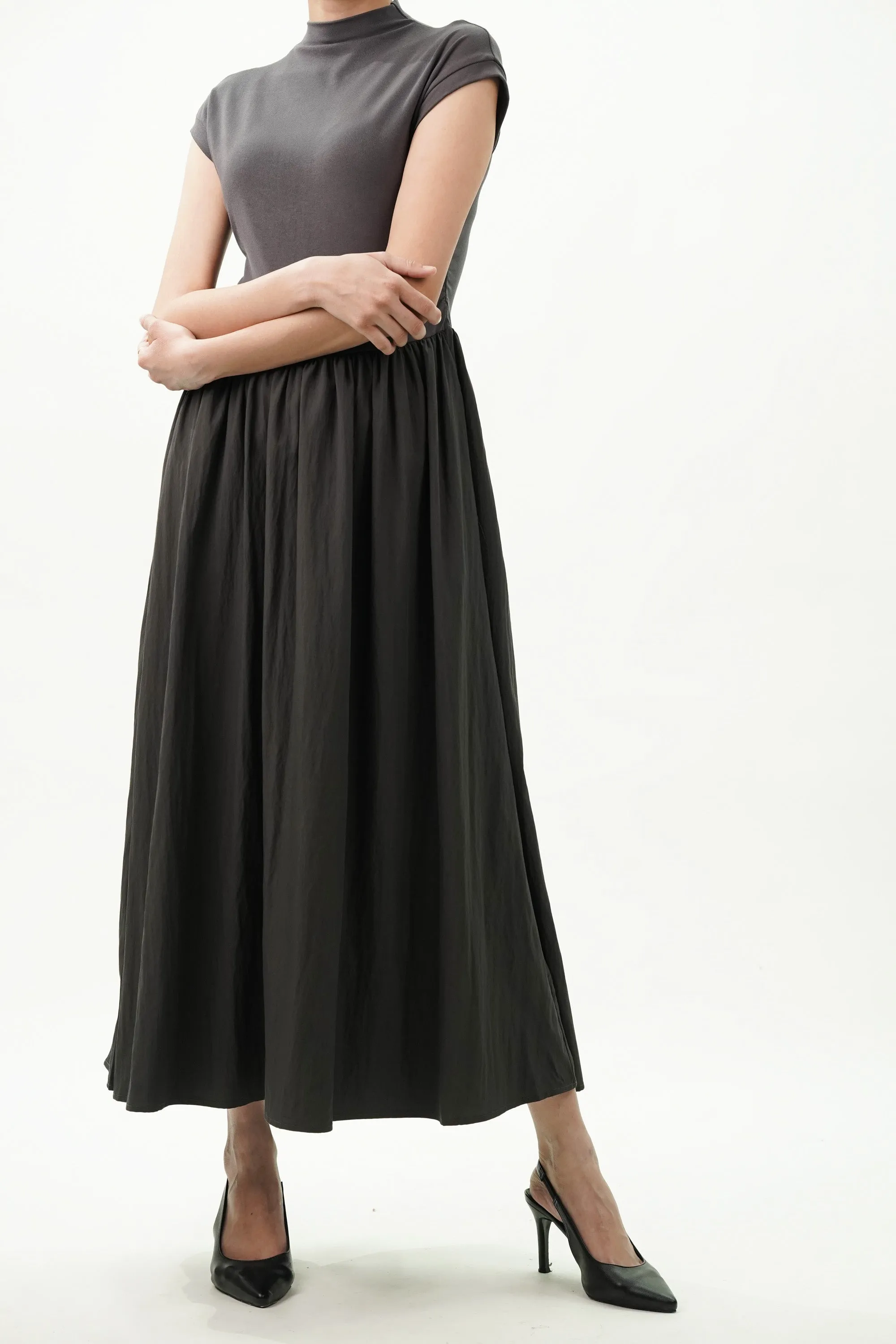 Turtle Neck Fit And Flared Knit Dress