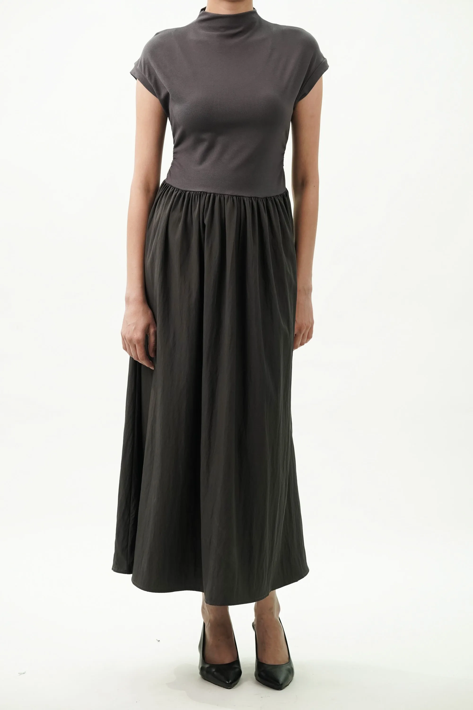 Turtle Neck Fit And Flared Knit Dress