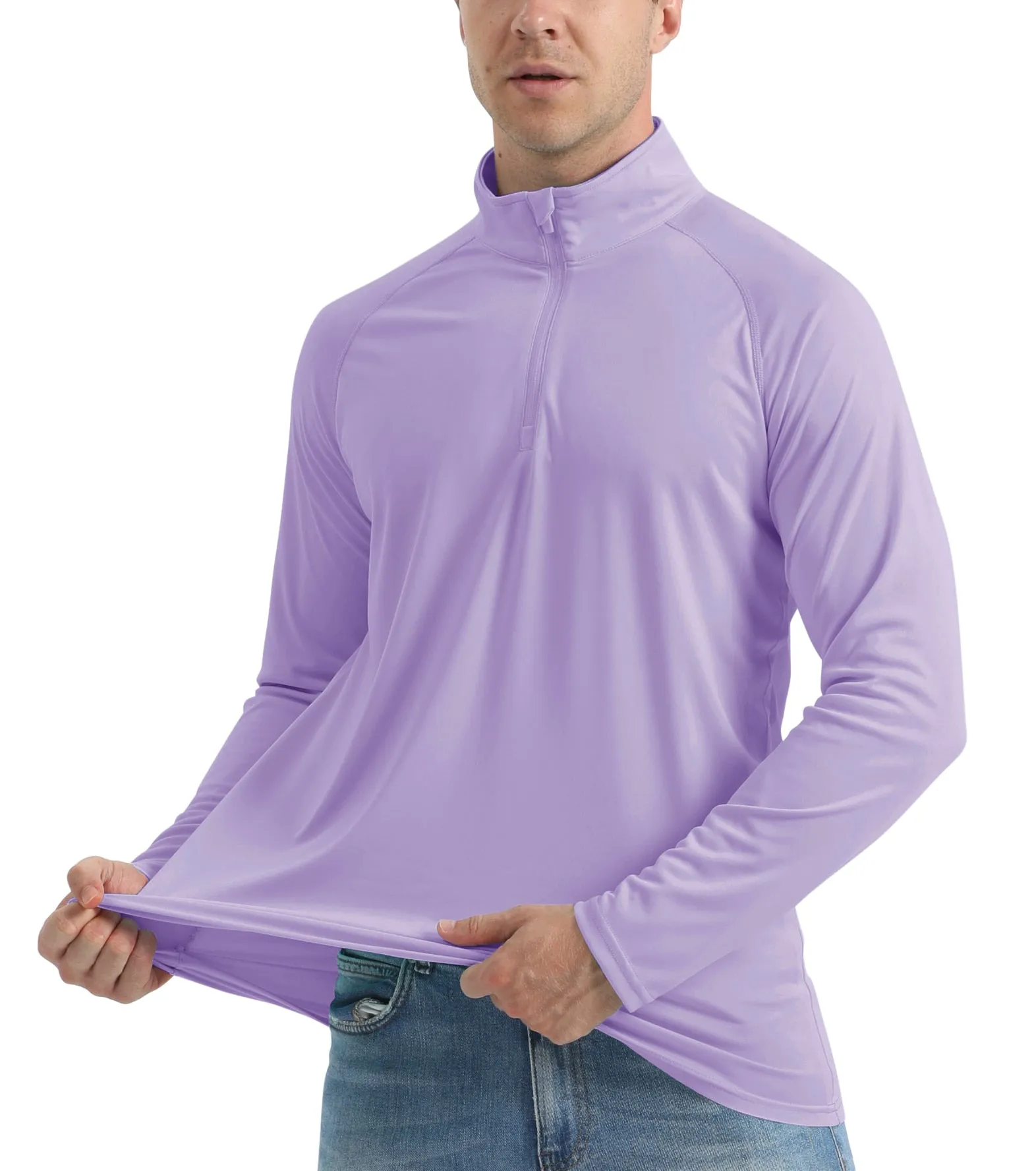 UPF 50  Sun/UV Protection T-Shirt Men's 1/4 Zip Pullover Outdoor Recreation UV Tee Shirts Tops