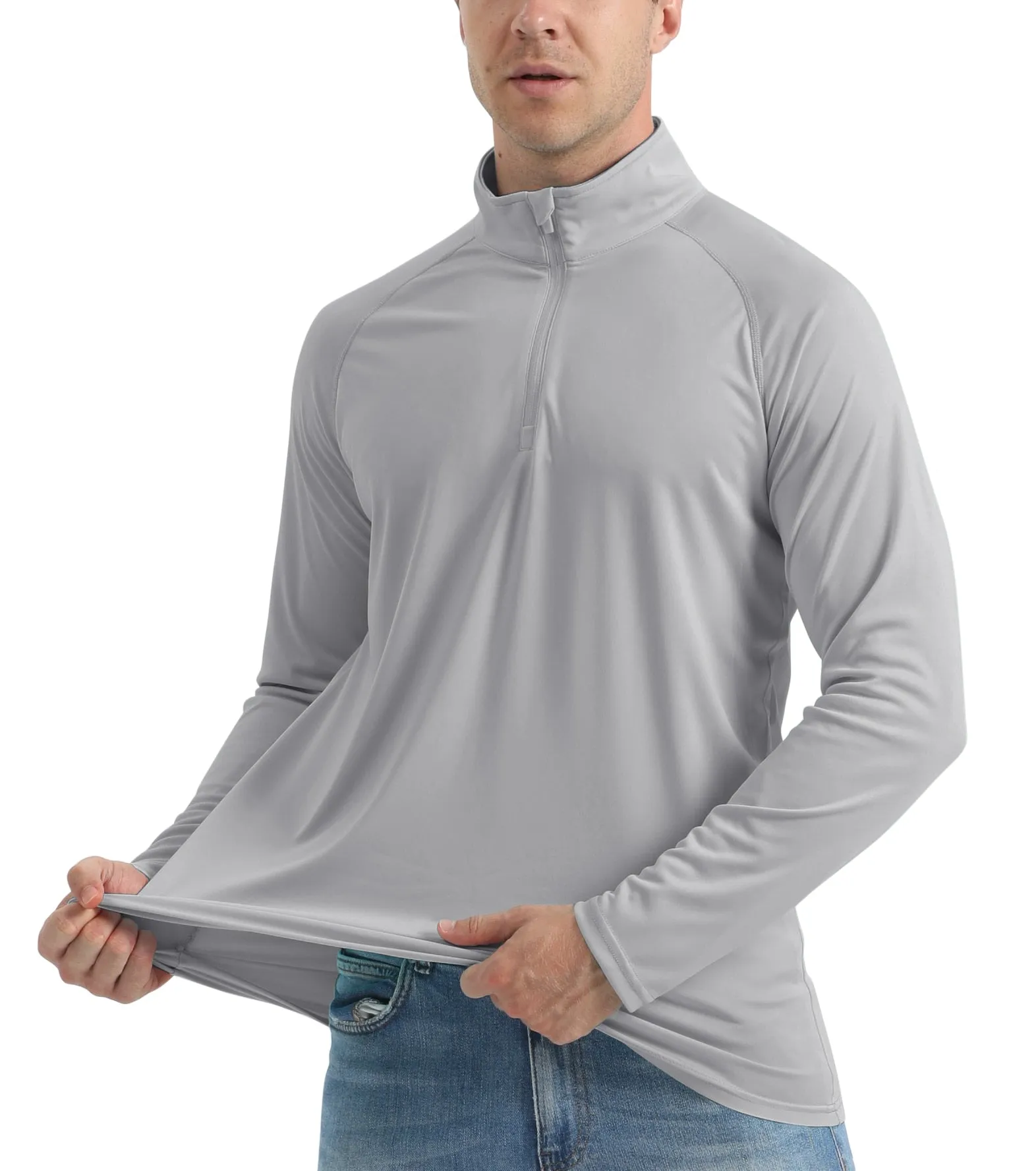 UPF 50  Sun/UV Protection T-Shirt Men's 1/4 Zip Pullover Outdoor Recreation UV Tee Shirts Tops