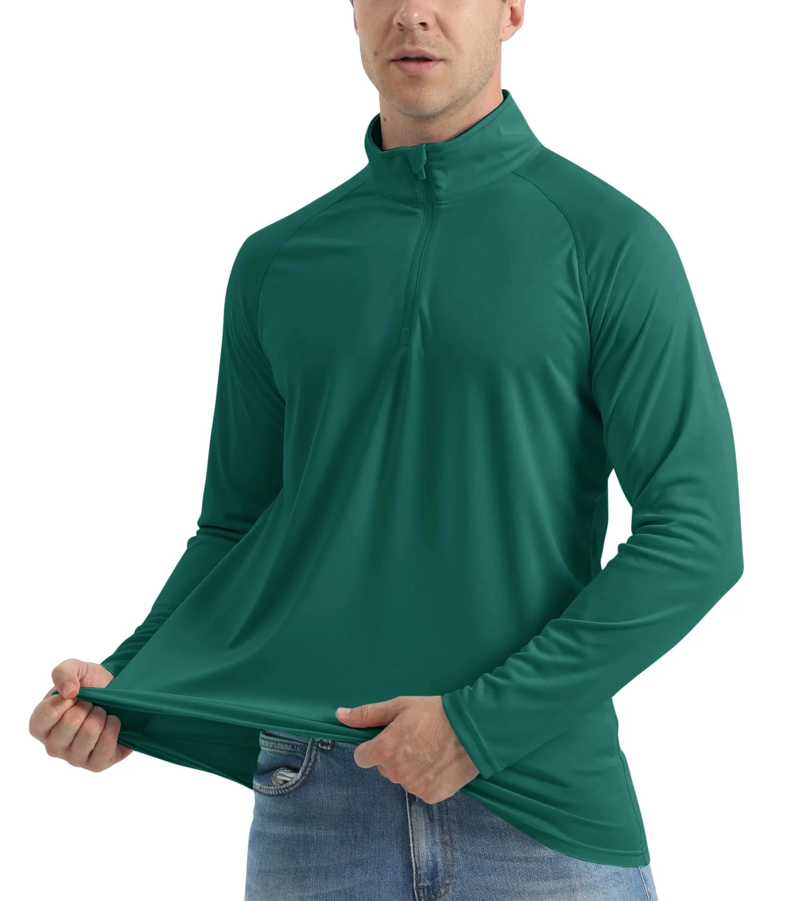 UPF 50  Sun/UV Protection T-Shirt Men's 1/4 Zip Pullover Outdoor Recreation UV Tee Shirts Tops