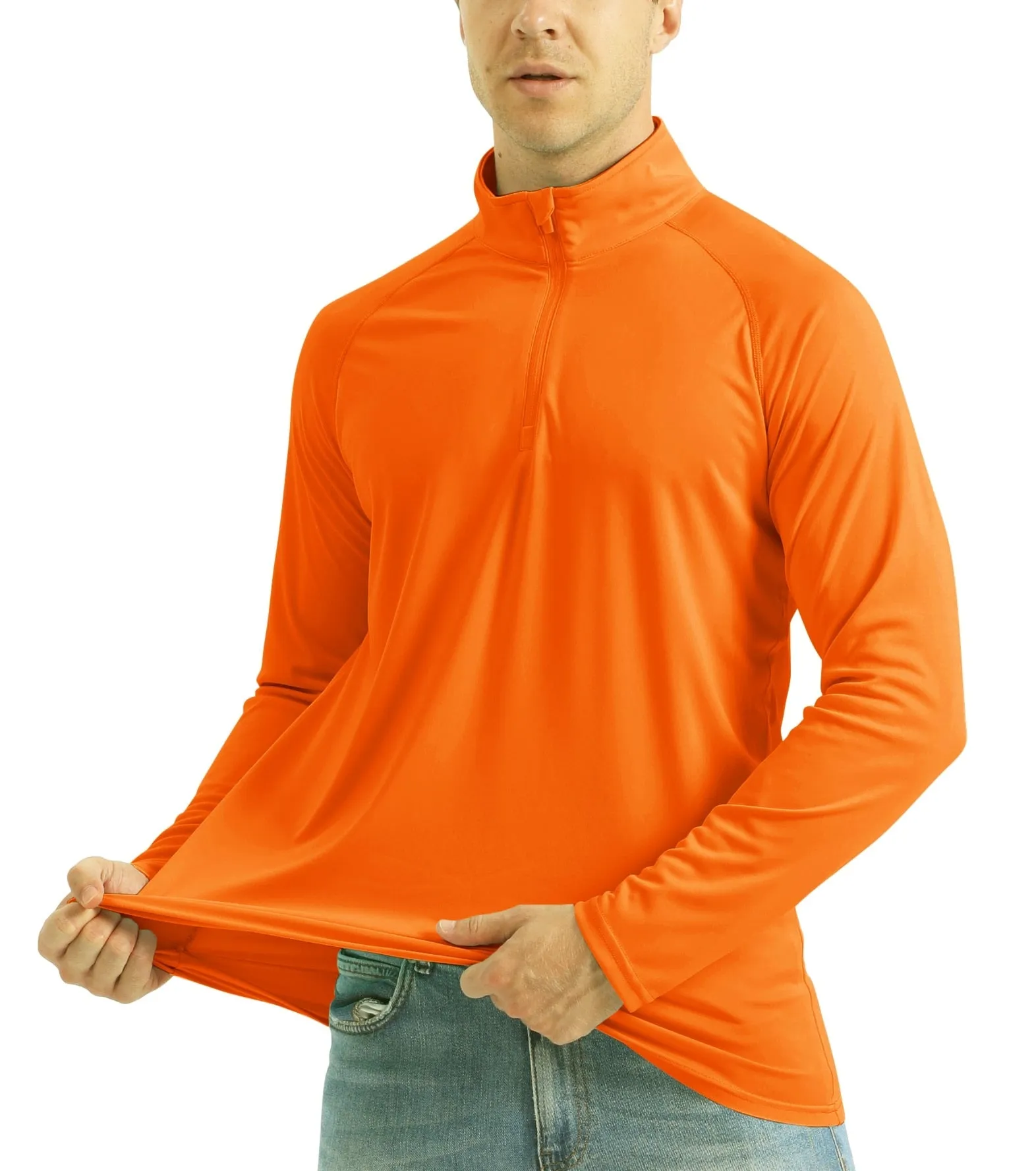 UPF 50  Sun/UV Protection T-Shirt Men's 1/4 Zip Pullover Outdoor Recreation UV Tee Shirts Tops