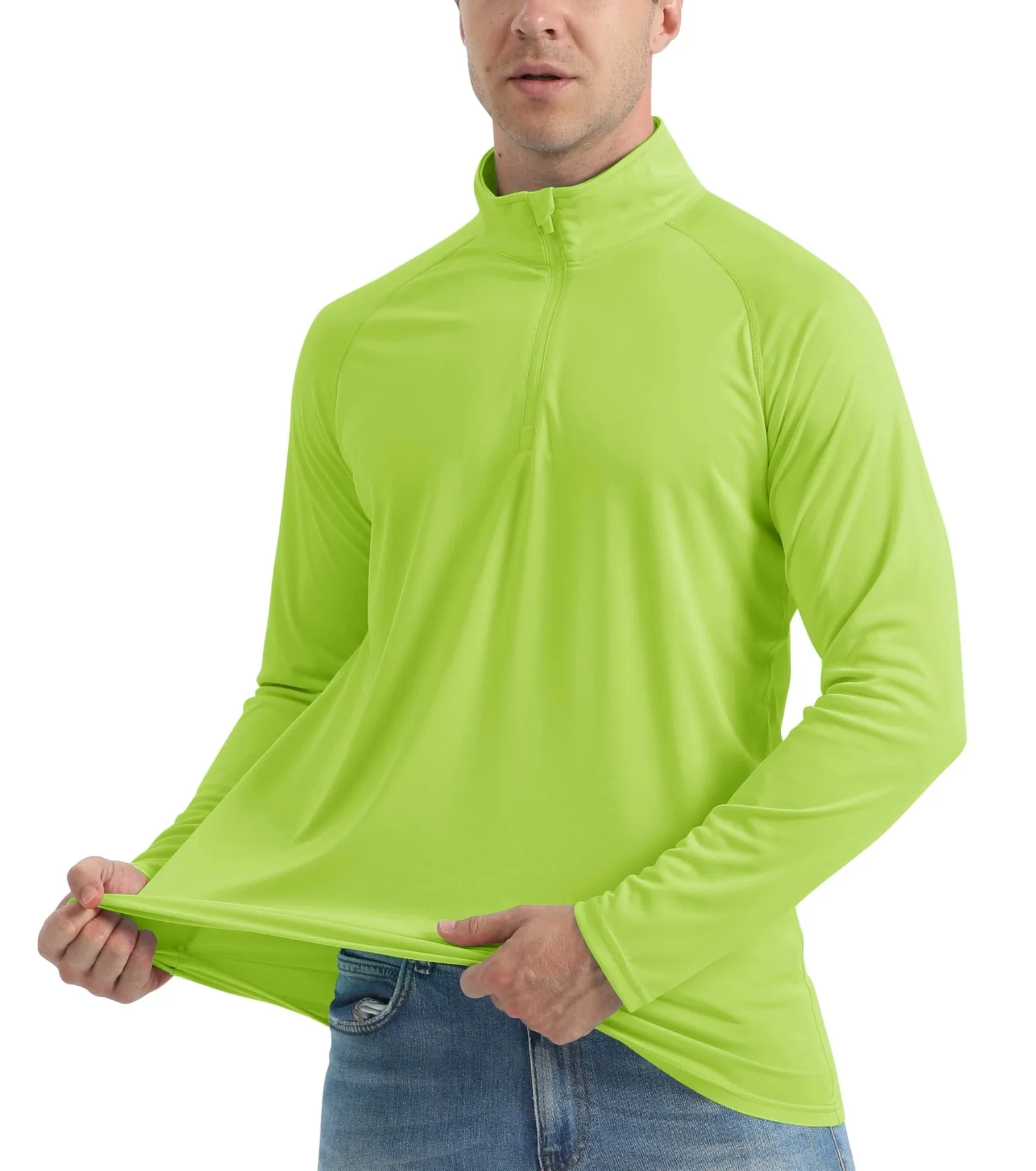UPF 50  Sun/UV Protection T-Shirt Men's 1/4 Zip Pullover Outdoor Recreation UV Tee Shirts Tops