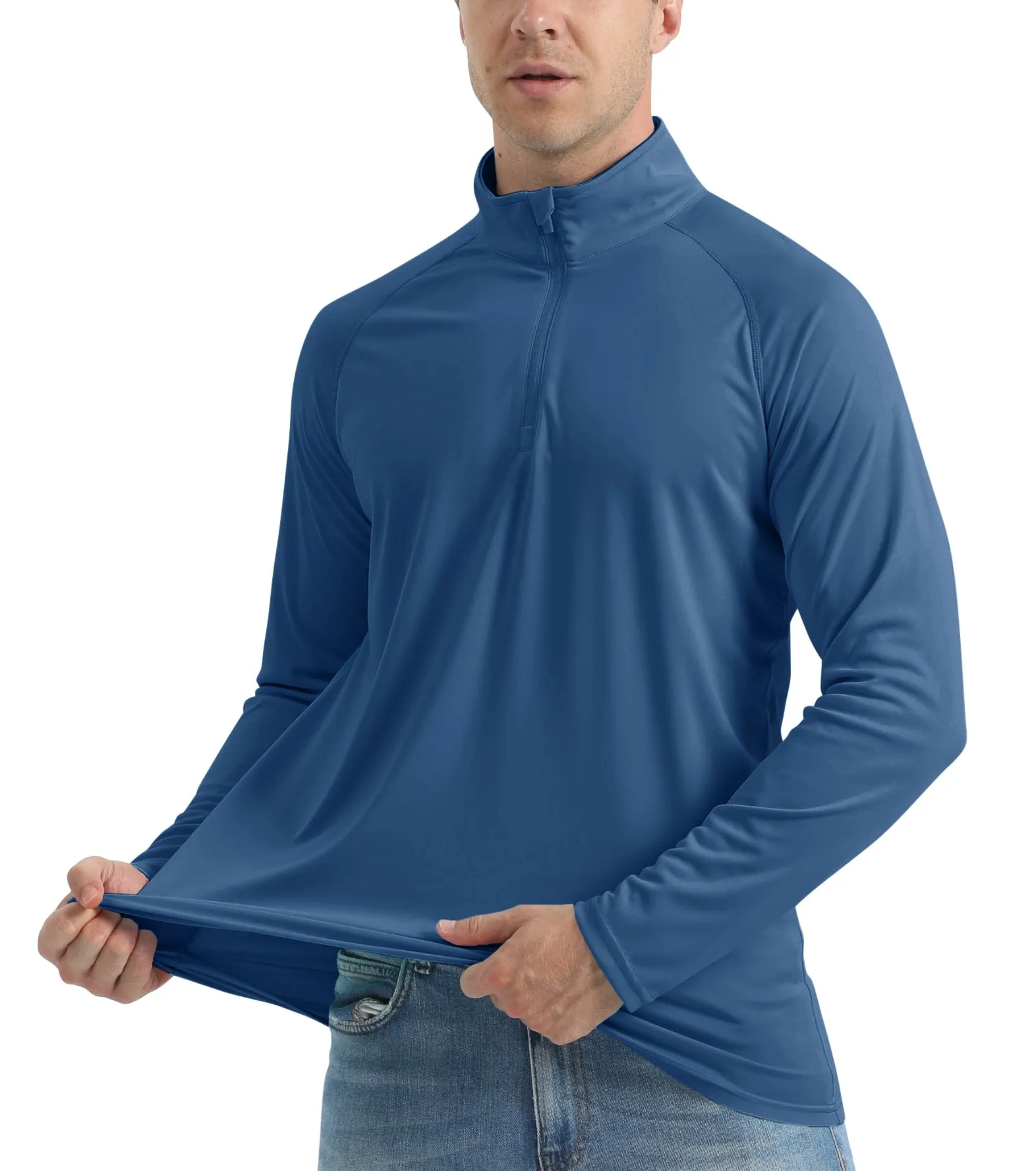 UPF 50  Sun/UV Protection T-Shirt Men's 1/4 Zip Pullover Outdoor Recreation UV Tee Shirts Tops