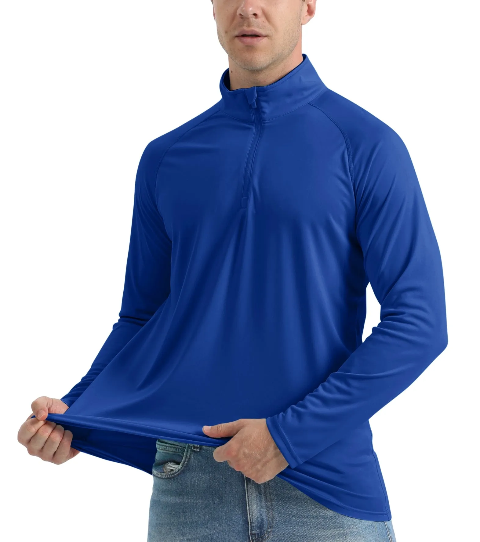 UPF 50  Sun/UV Protection T-Shirt Men's 1/4 Zip Pullover Outdoor Recreation UV Tee Shirts Tops