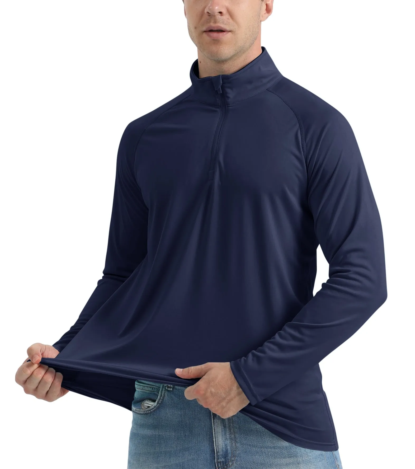UPF 50  Sun/UV Protection T-Shirt Men's 1/4 Zip Pullover Outdoor Recreation UV Tee Shirts Tops