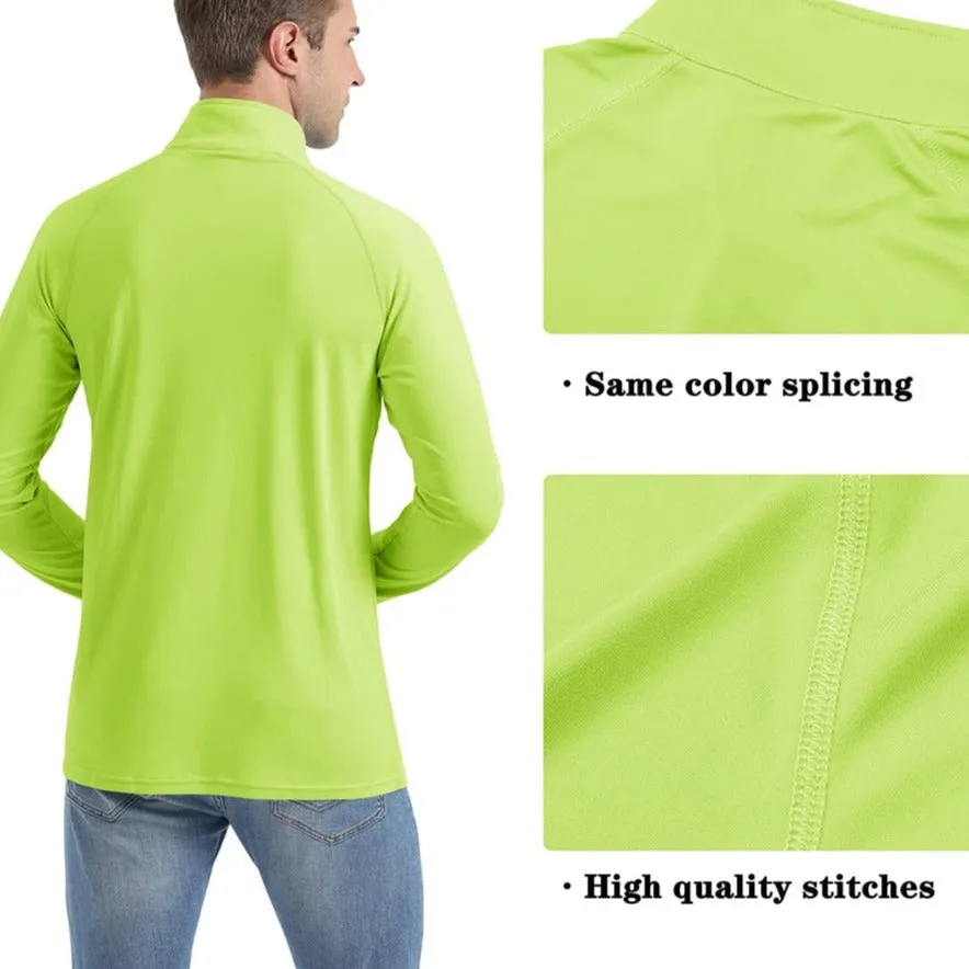 UPF 50  Sun/UV Protection T-Shirt Men's 1/4 Zip Pullover Outdoor Recreation UV Tee Shirts Tops