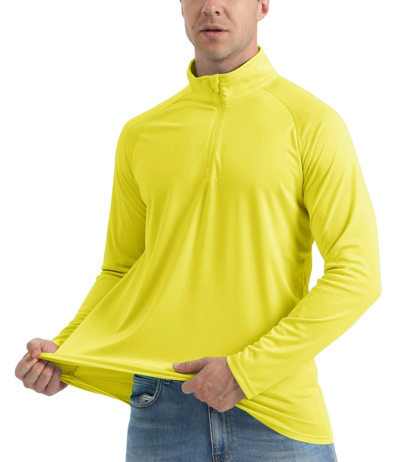 UPF 50  Sun/UV Protection T-Shirt Men's 1/4 Zip Pullover Outdoor Recreation UV Tee Shirts Tops