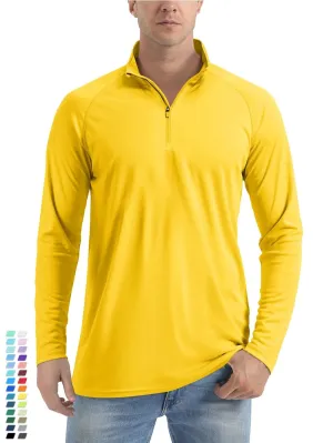 UPF 50  Sun/UV Protection T-Shirt Men's 1/4 Zip Pullover Outdoor Recreation UV Tee Shirts Tops