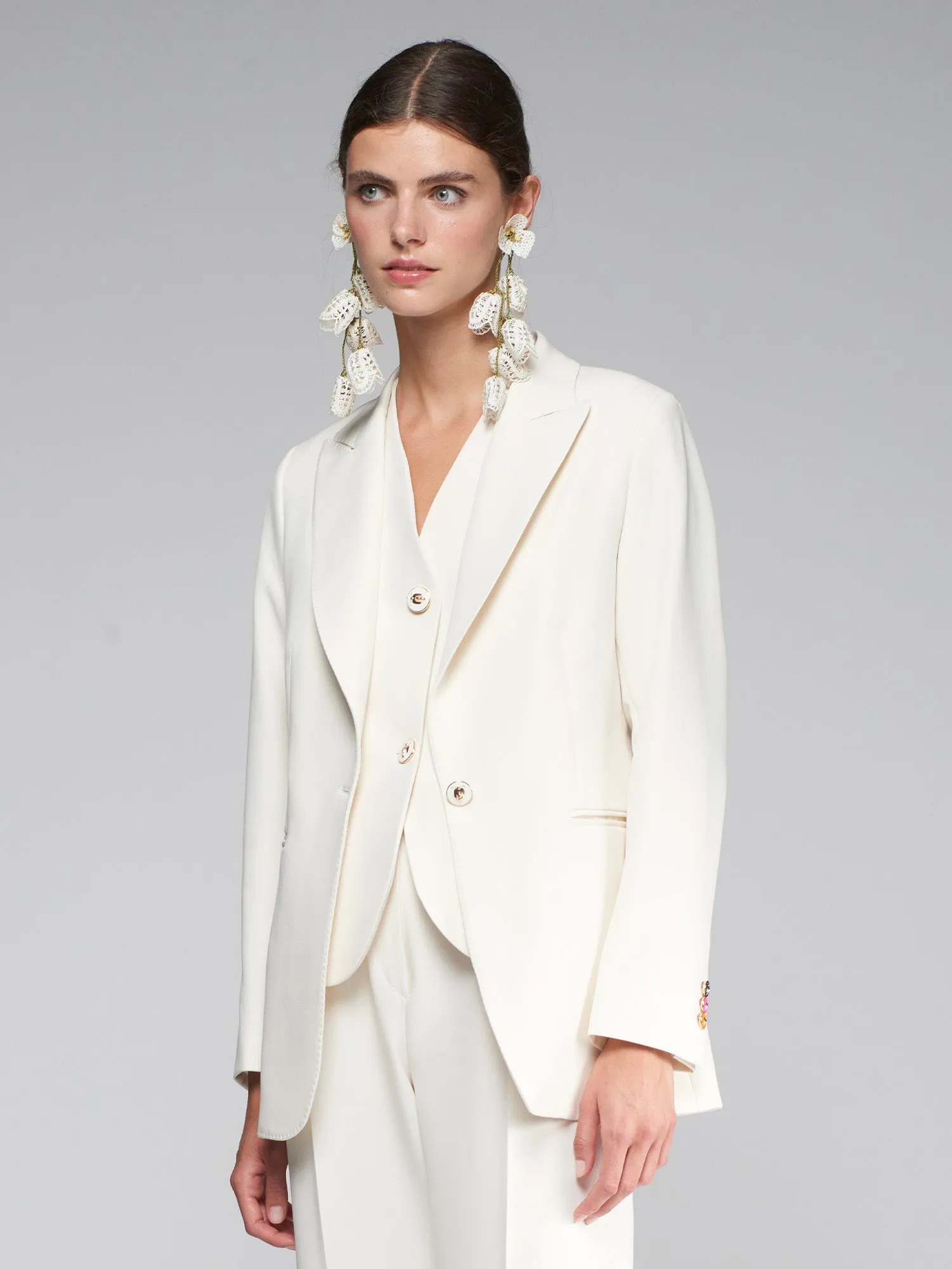 Vilagallo Cream Single Breasted Blazer