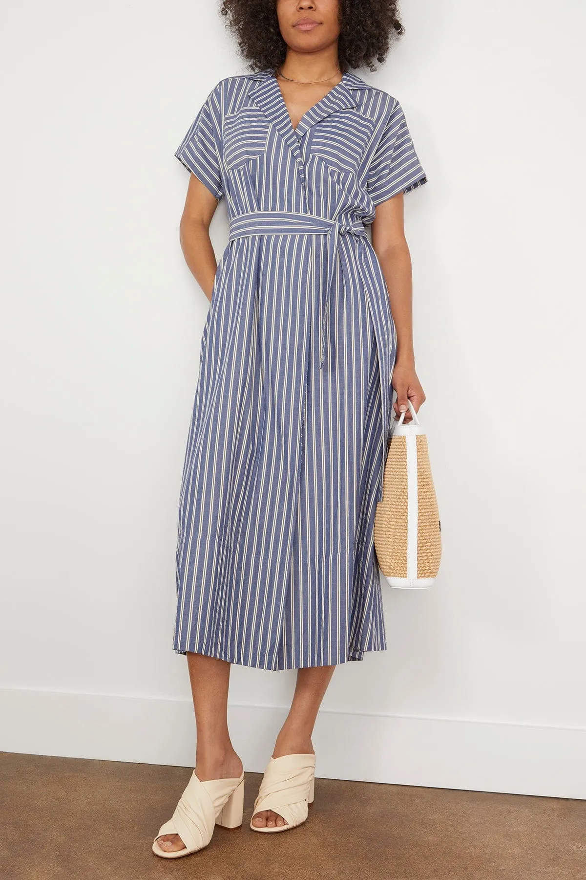 Vincenza Wrap Maxi in Indigo Stripe
