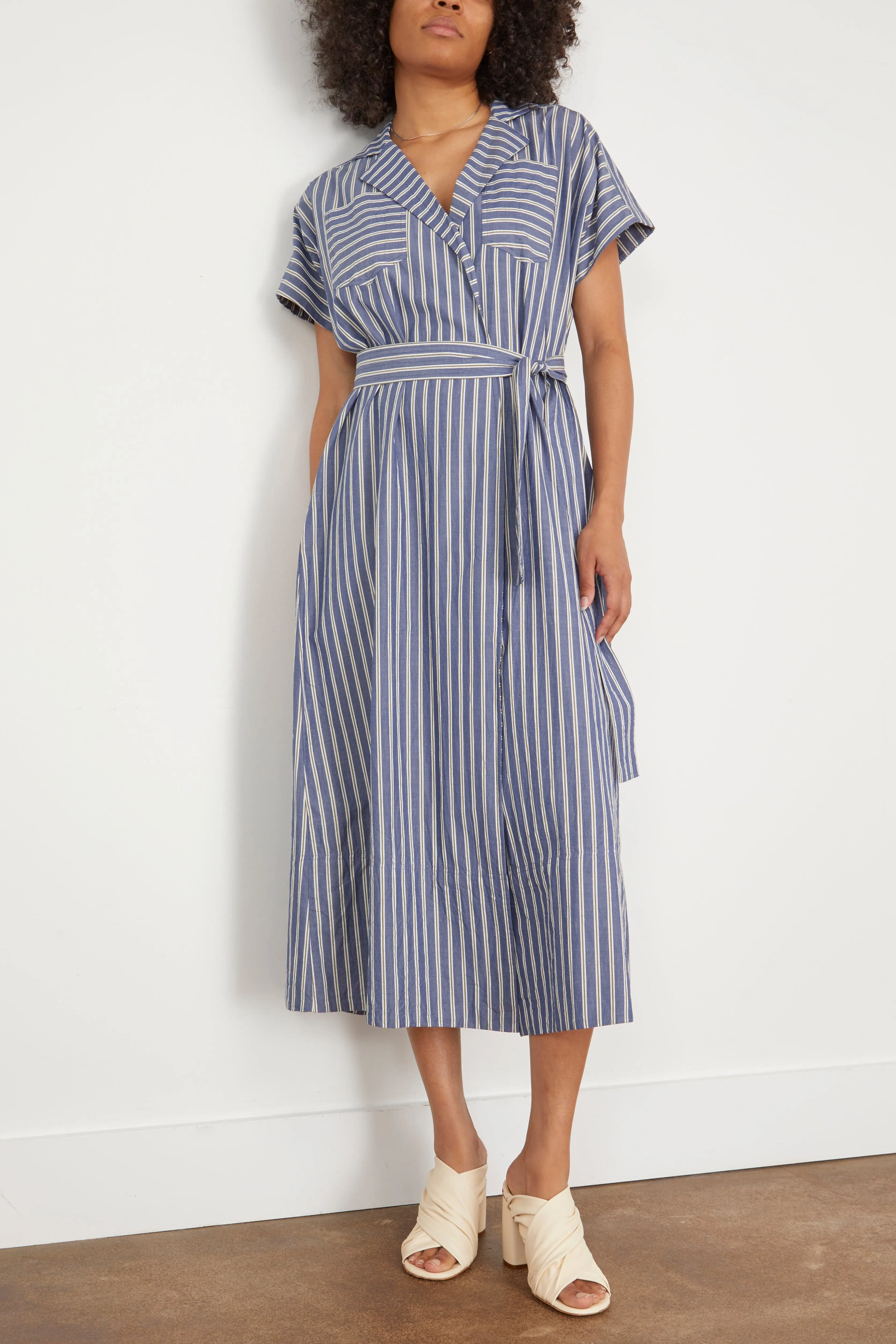 Vincenza Wrap Maxi in Indigo Stripe