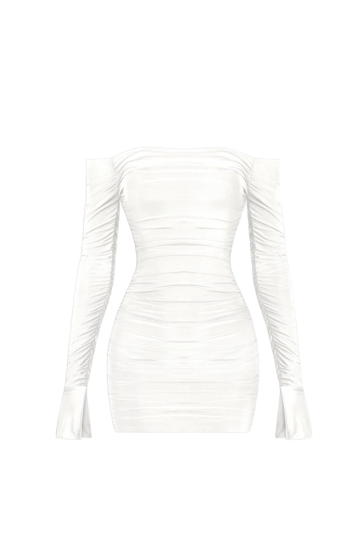 Vivienne L/S Ruched Dress (Ivory White)