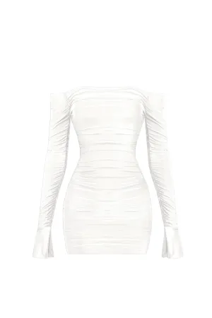 Vivienne L/S Ruched Dress (Ivory White)