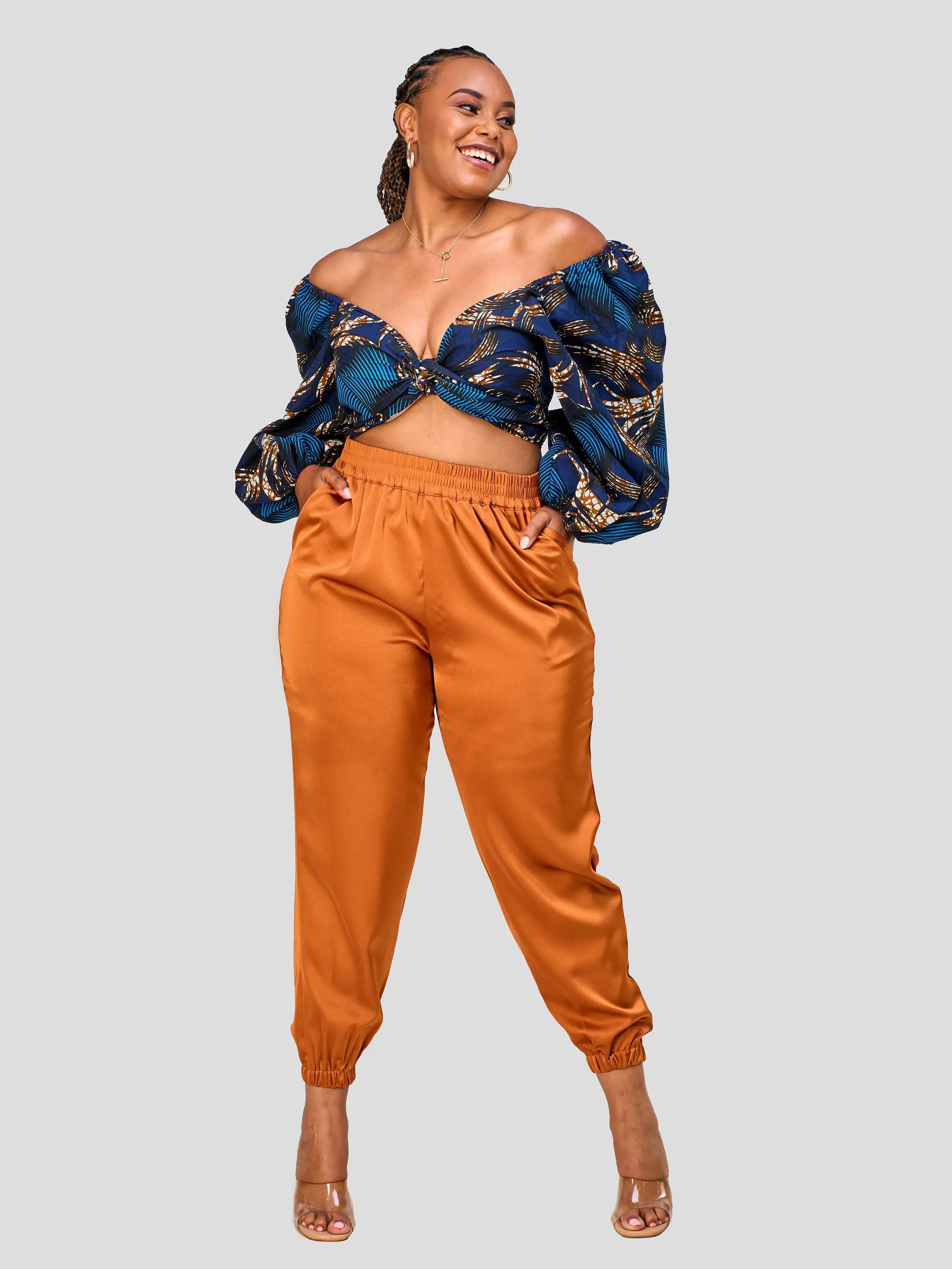 Vivo Nimali Satin Joggers - Rust