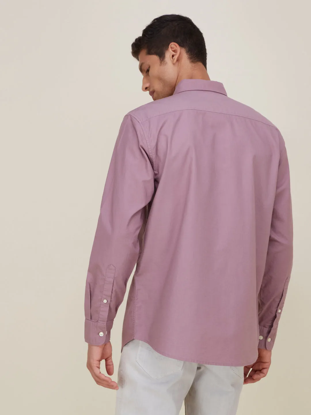 WES Casuals Mauve Cotton Relaxed-Fit Shirt