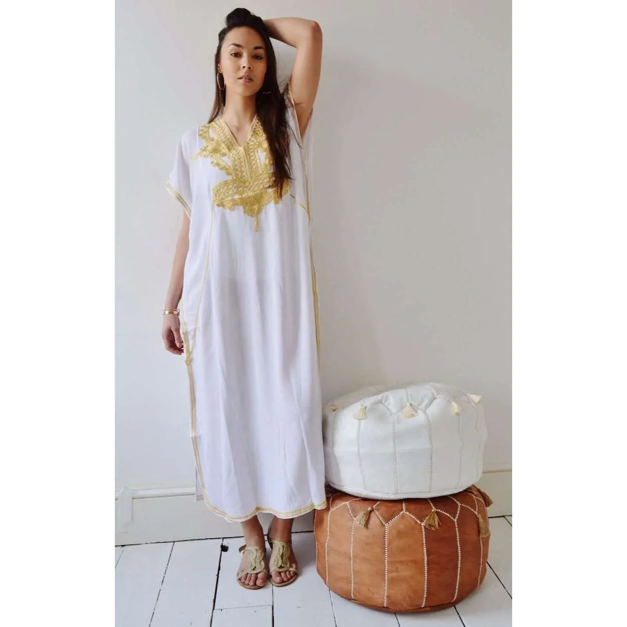 White Kaftan Maxi Dress Marrakech Style