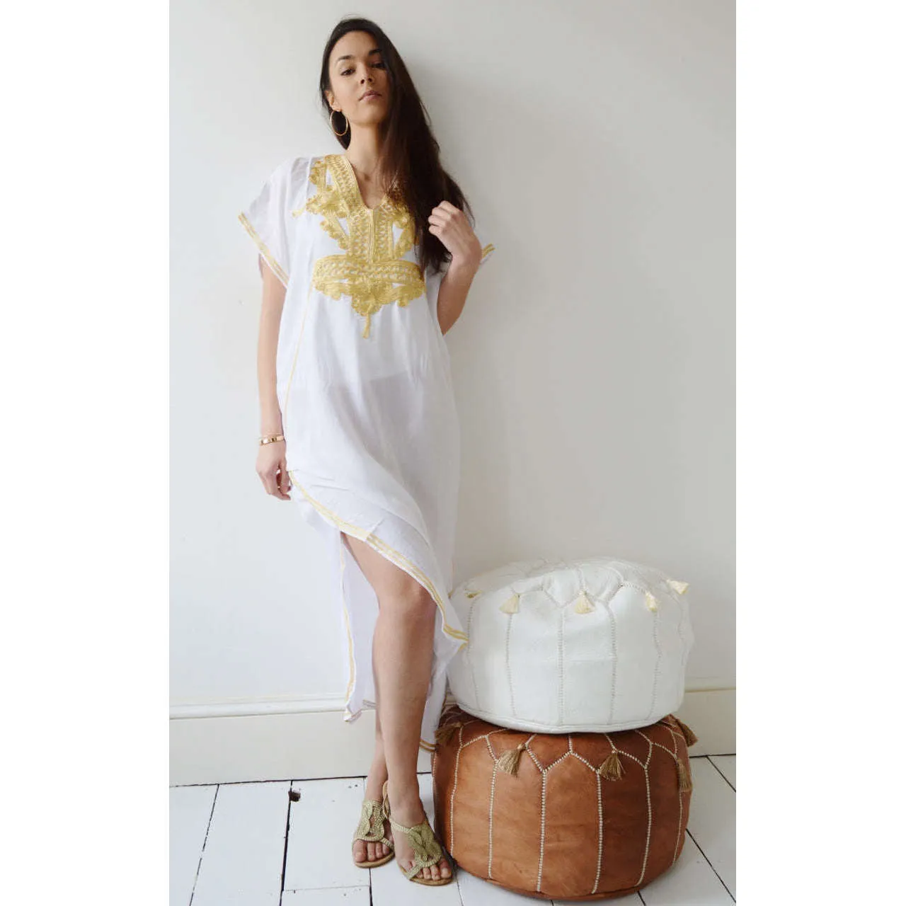 White Kaftan Maxi Dress Marrakech Style