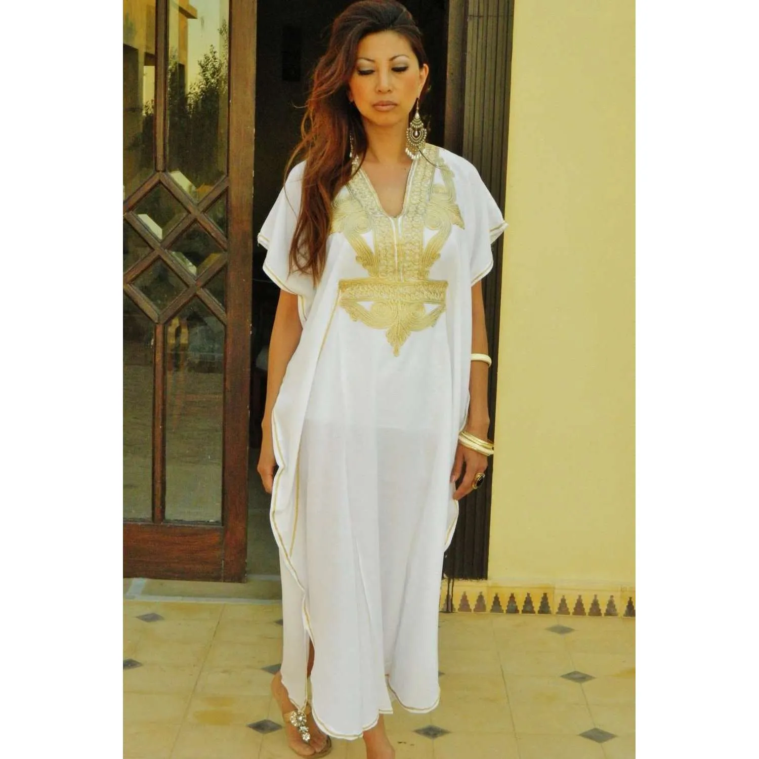 White Kaftan Maxi Dress Marrakech Style