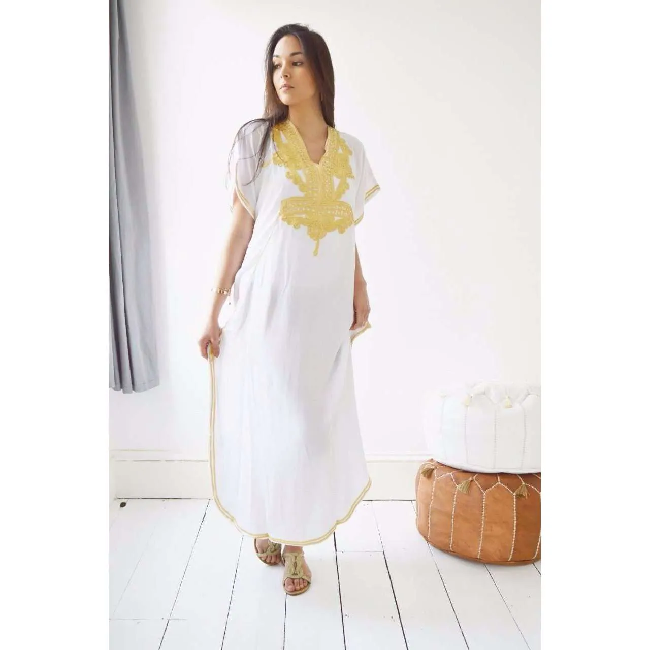 White Kaftan Maxi Dress Marrakech Style