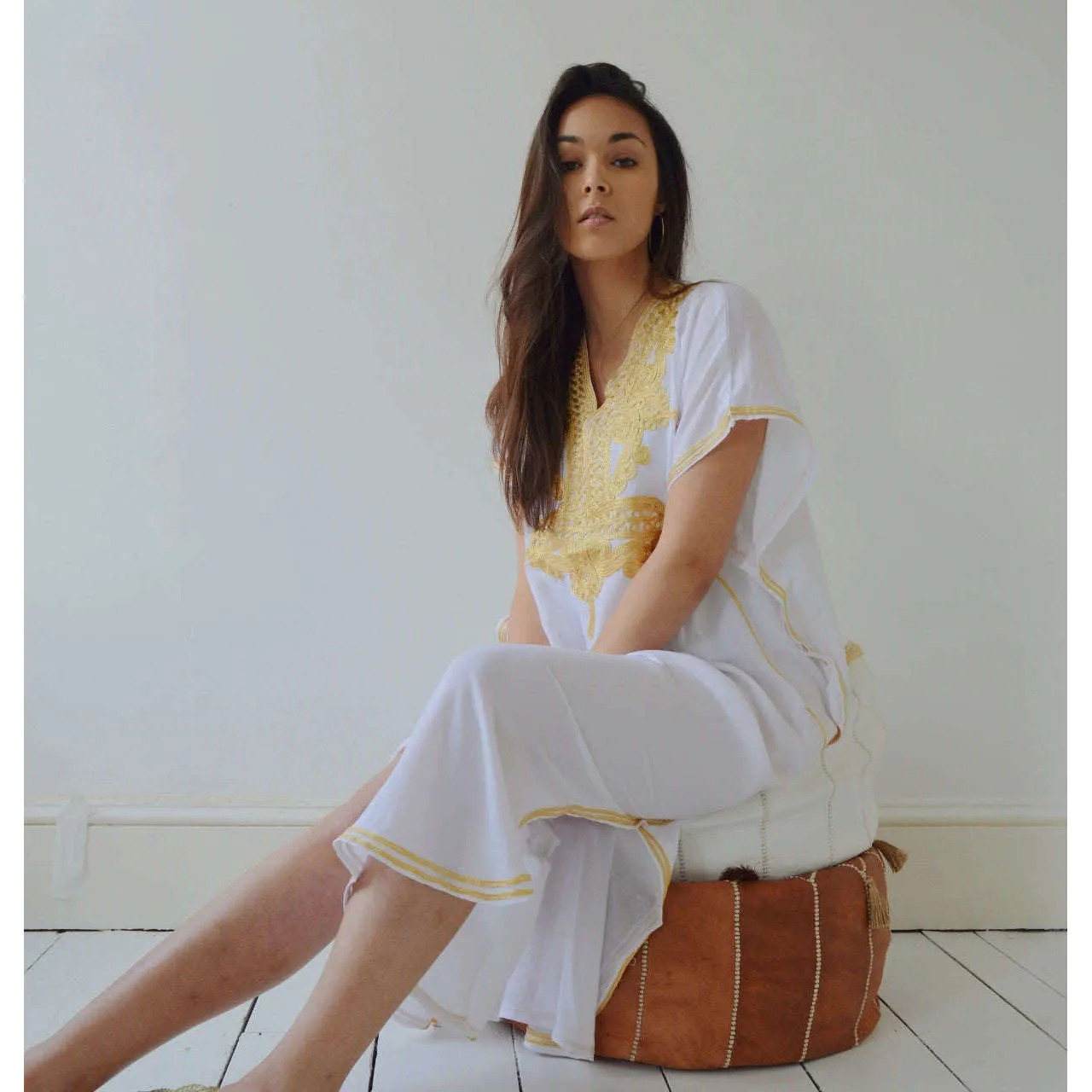 White Kaftan Maxi Dress Marrakech Style