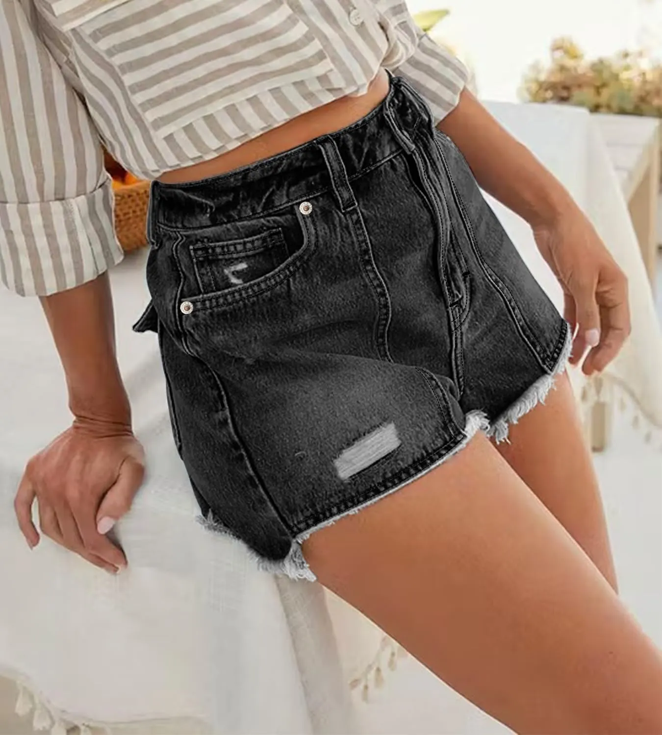 Women Casual High Rise Denim Shorts