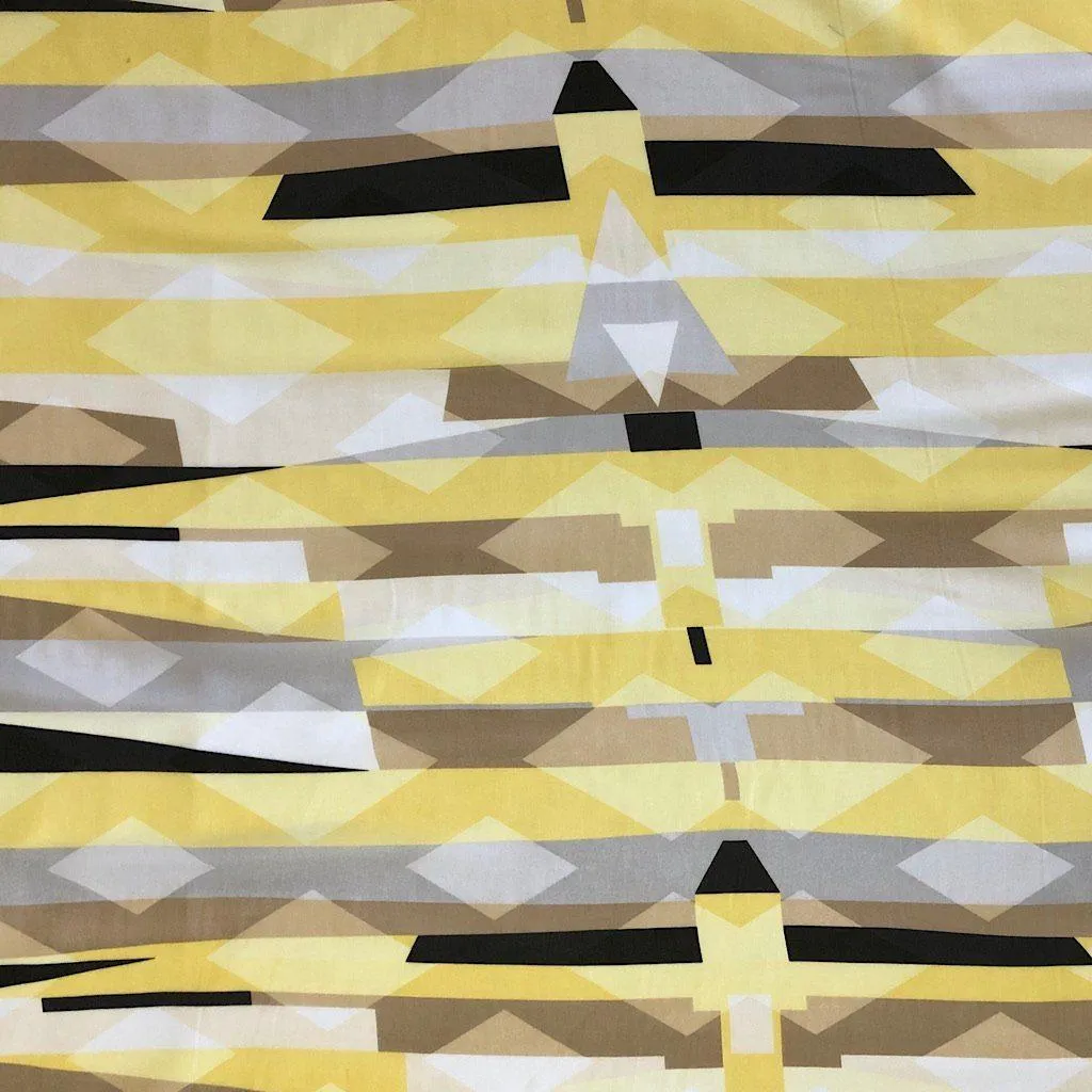 Yellow Geometric Chiffon Fabric