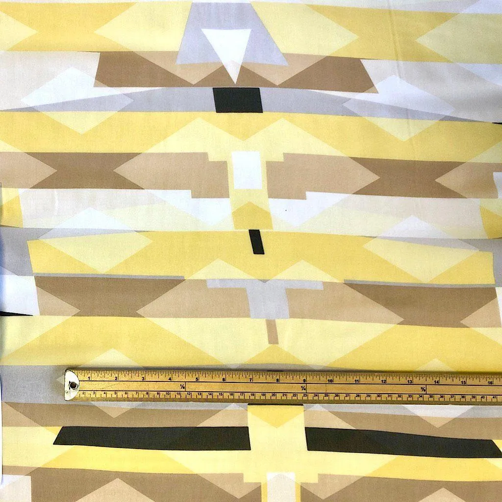 Yellow Geometric Chiffon Fabric