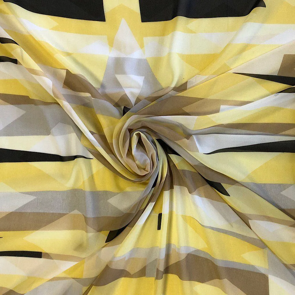 Yellow Geometric Chiffon Fabric