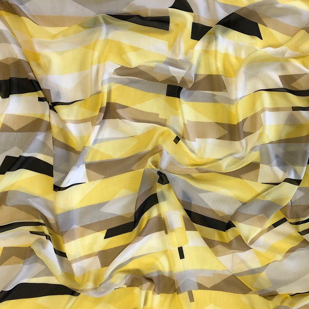 Yellow Geometric Chiffon Fabric