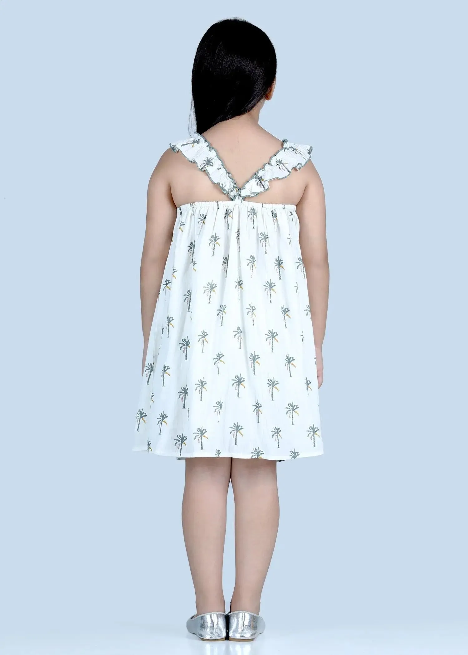 Ziva Palm White Dress Girl (6 months-9yrs)